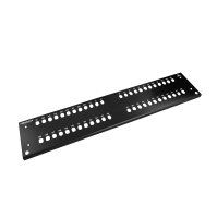 Frontplatte Patchpanel LWL, 2HE, 48× ST, 19 Zoll, schwarz, Fibrain