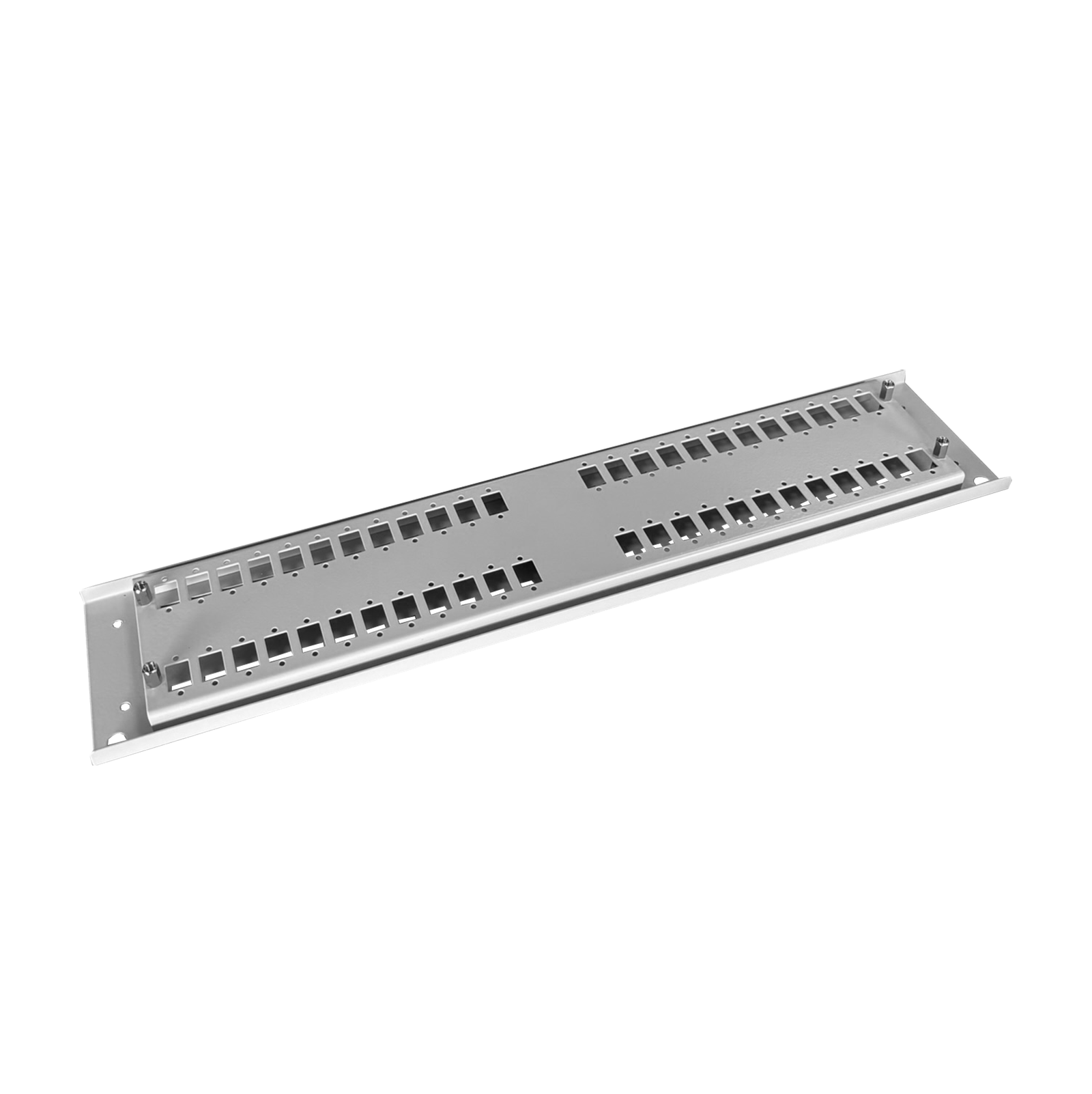 Frontplatte Patchpanel LWL, 2HE, 48× SC Simplex, 19 Zoll, grau, Fibrain