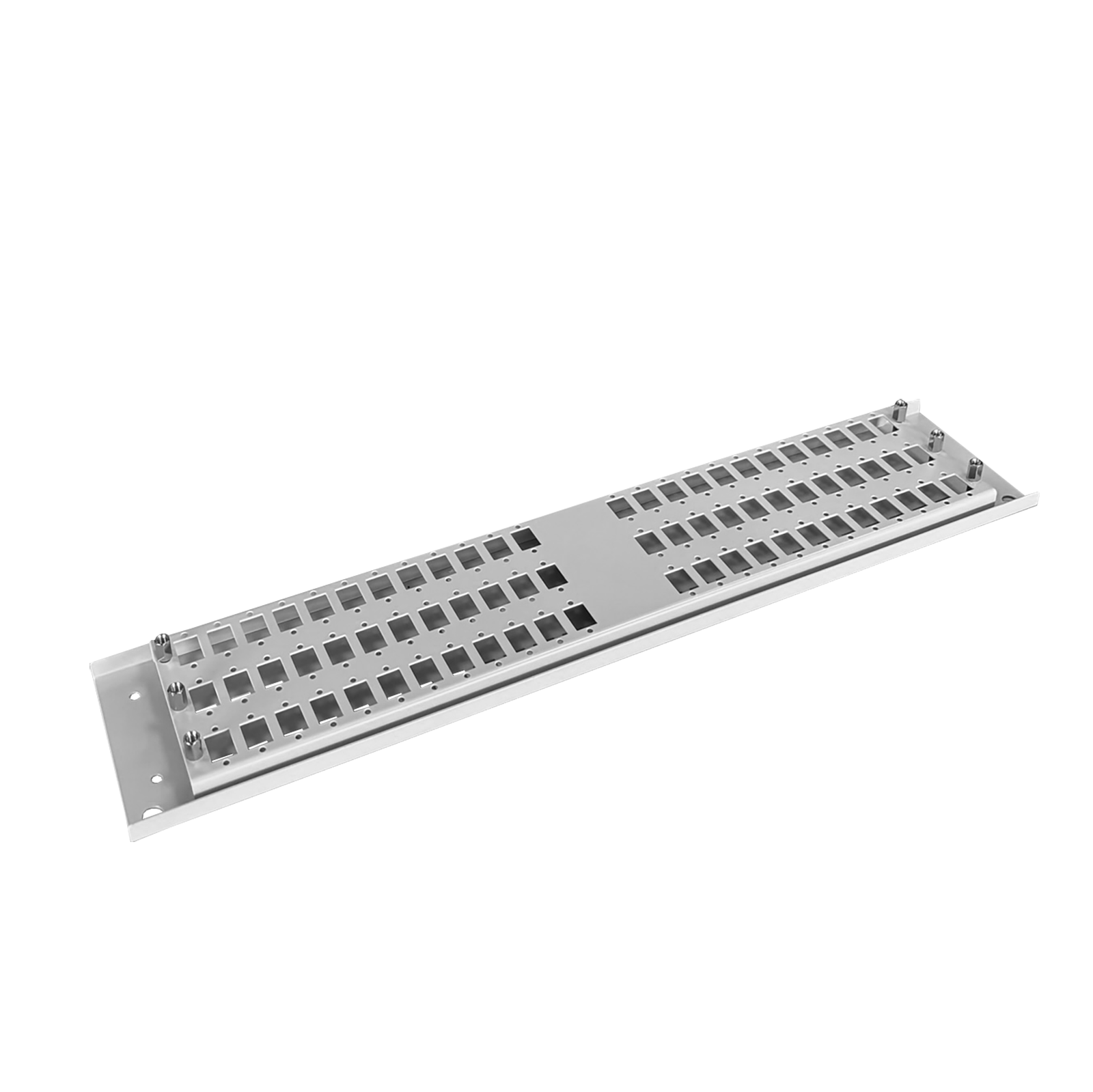 Frontplatte Patchpanel LWL, 2HE, 72× SC Simplex, 19 Zoll, grau, Fibrain