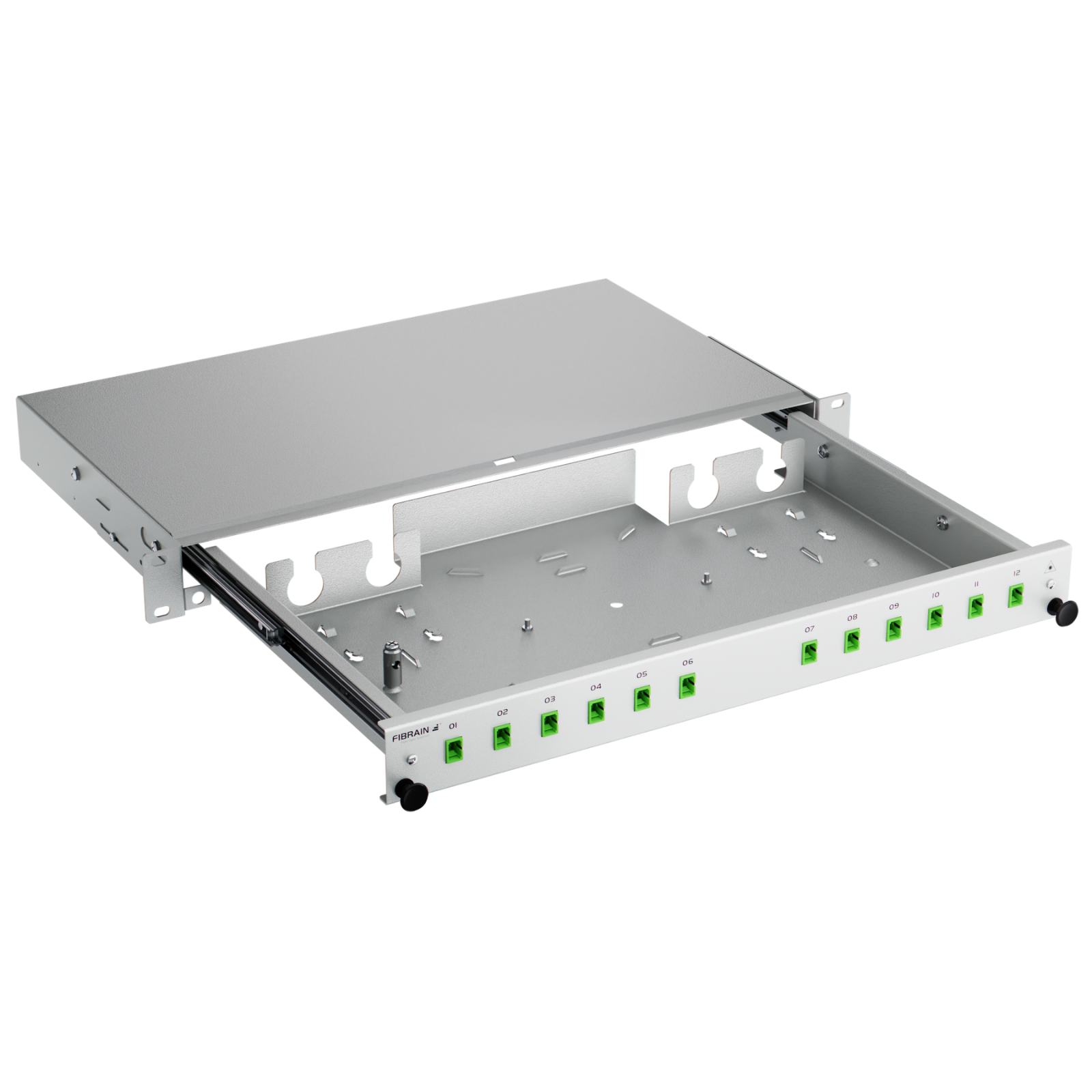 Patchpanel LWL, 1 HE, leer, 19 Zoll, grau, Fibrain