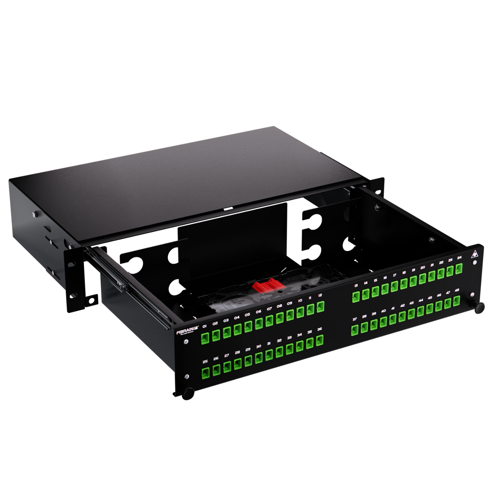 Patchpanel LWL, 2 HE, leer, 19 Zoll, schwarz, Fibrain