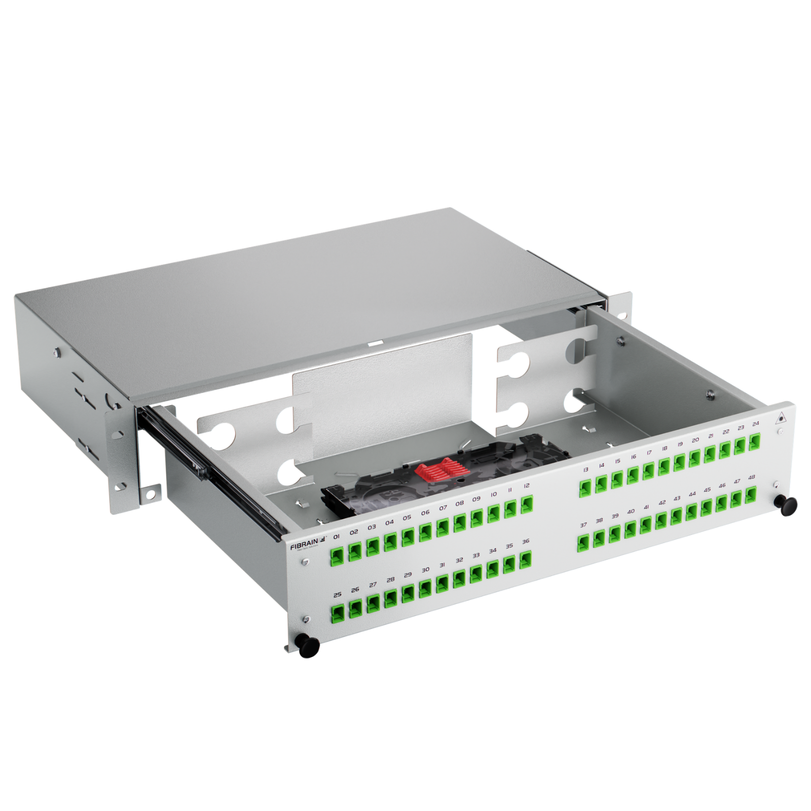 Patchpanel LWL, 2HE, leer, 19 Zoll, grau, Fibrain